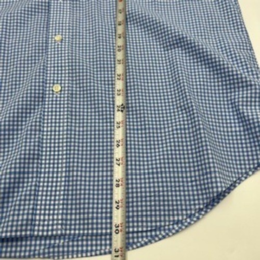 Ralph Lauren Mens Blue Gingham Check Button Down Shirt Large Stretch Cotton L - Picture 4 of 12